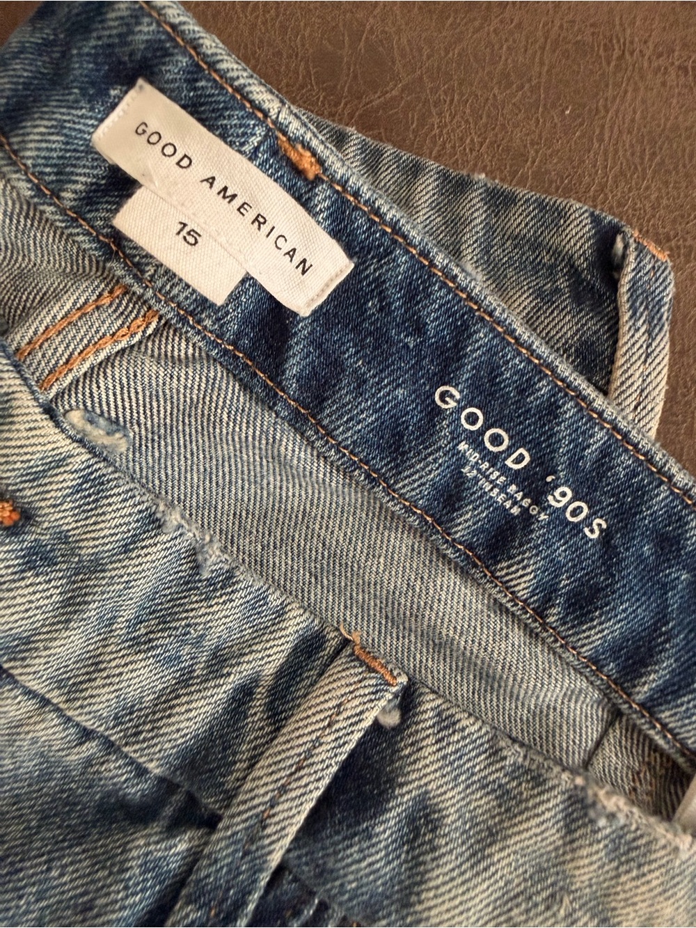 Good American High-Rise Light Wash Blue Jeans